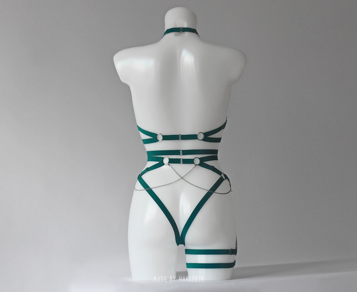 Rave harness bra with a cross pendant