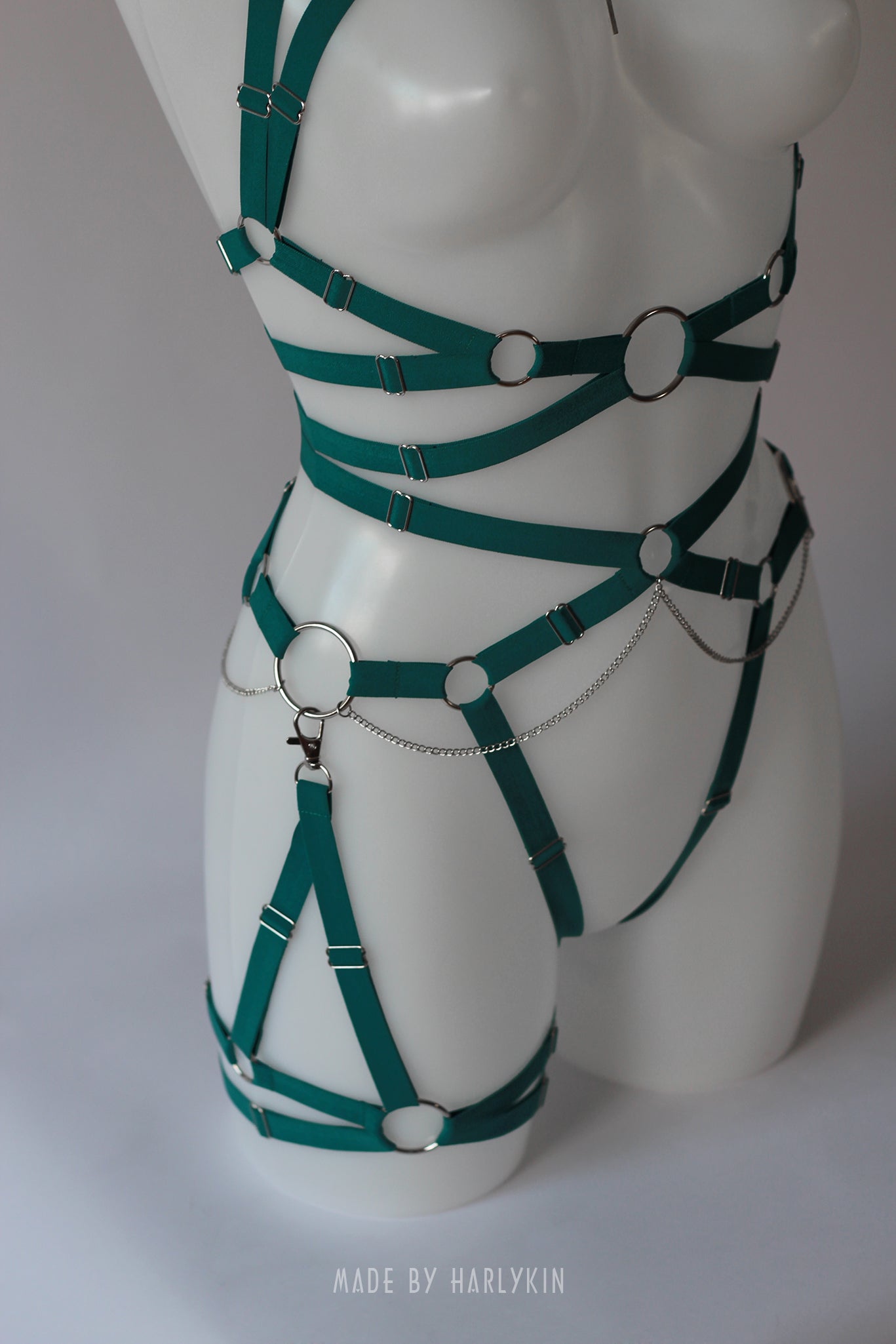 Rave harness bra with a cross pendant