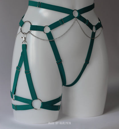 Rave harness bra with a cross pendant