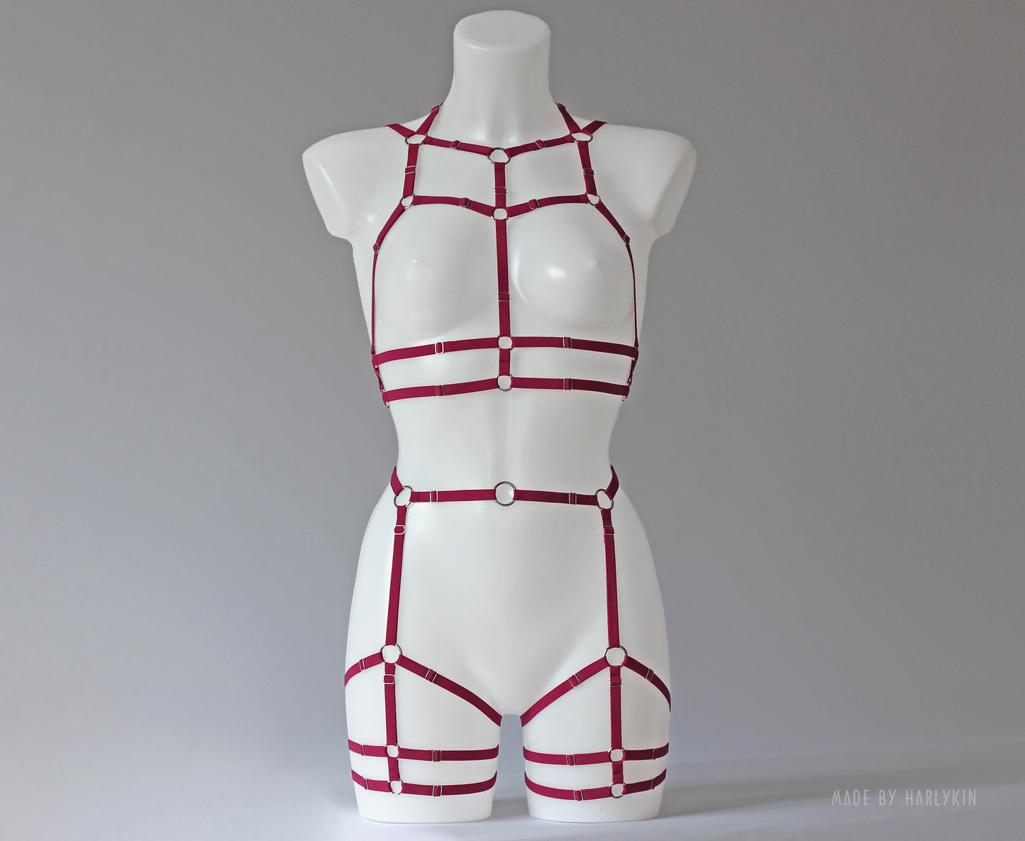 Neonoworóżowy komplet bielizny z uprzężą