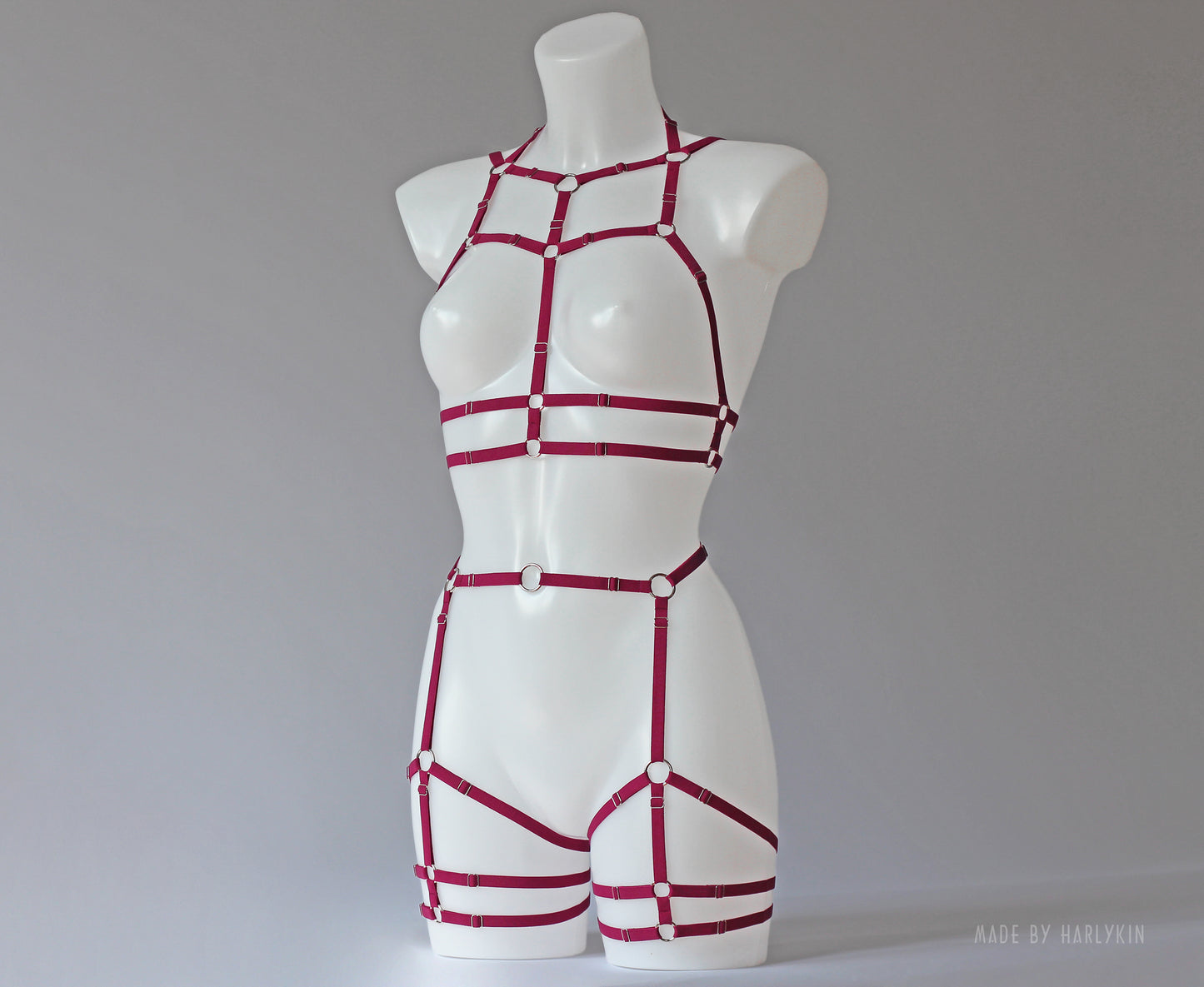 Neonoworóżowy komplet bielizny z uprzężą