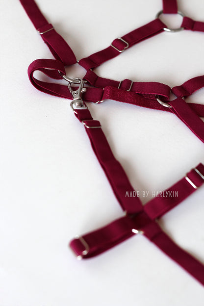 Neonoworóżowy komplet bielizny z uprzężą