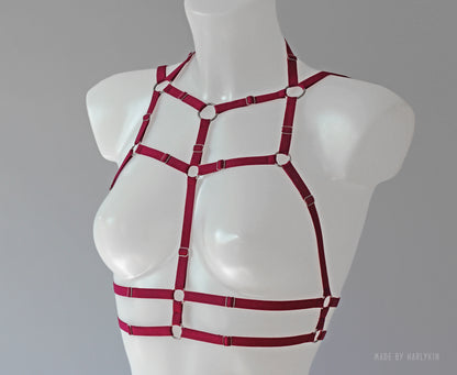 Neonoworóżowy komplet bielizny z uprzężą