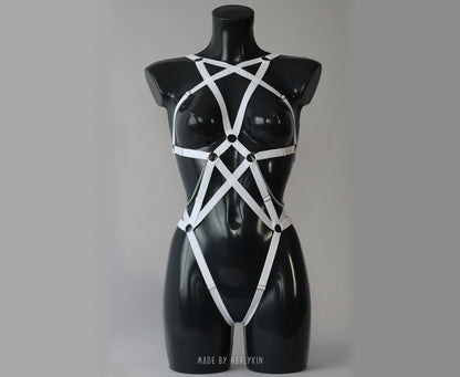 White bondage harness lingerie