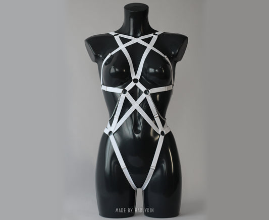 White bondage harness lingerie