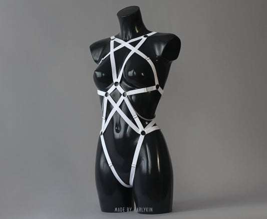 White bondage harness lingerie