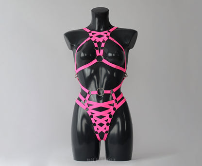 Open neon harness panties