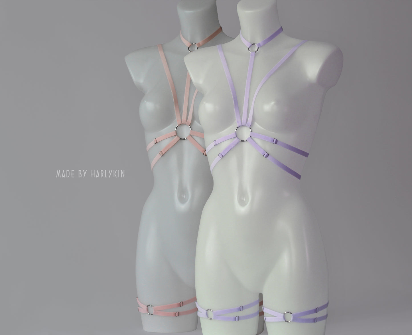 Neonoworóżowy komplet bielizny z uprzężą