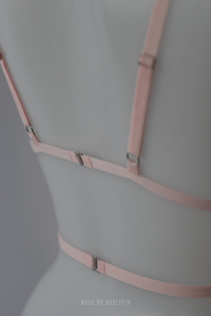 Neonoworóżowy komplet bielizny z uprzężą