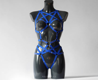 Blue harness bodysuit